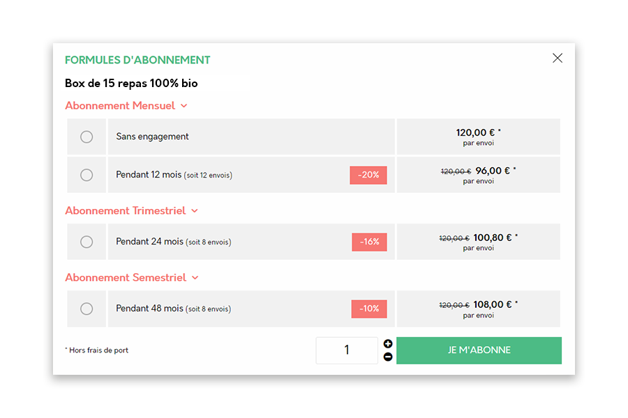 Capture écran de la solution de gestion d'abonnement d'OASIS Commerce
